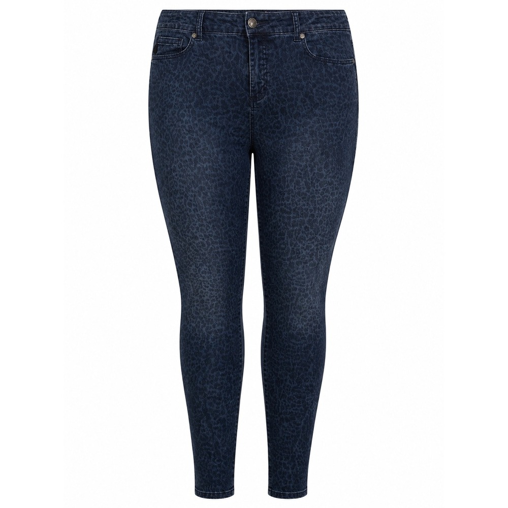 Dark Blue Leopard Print Skinny Jeans - Women